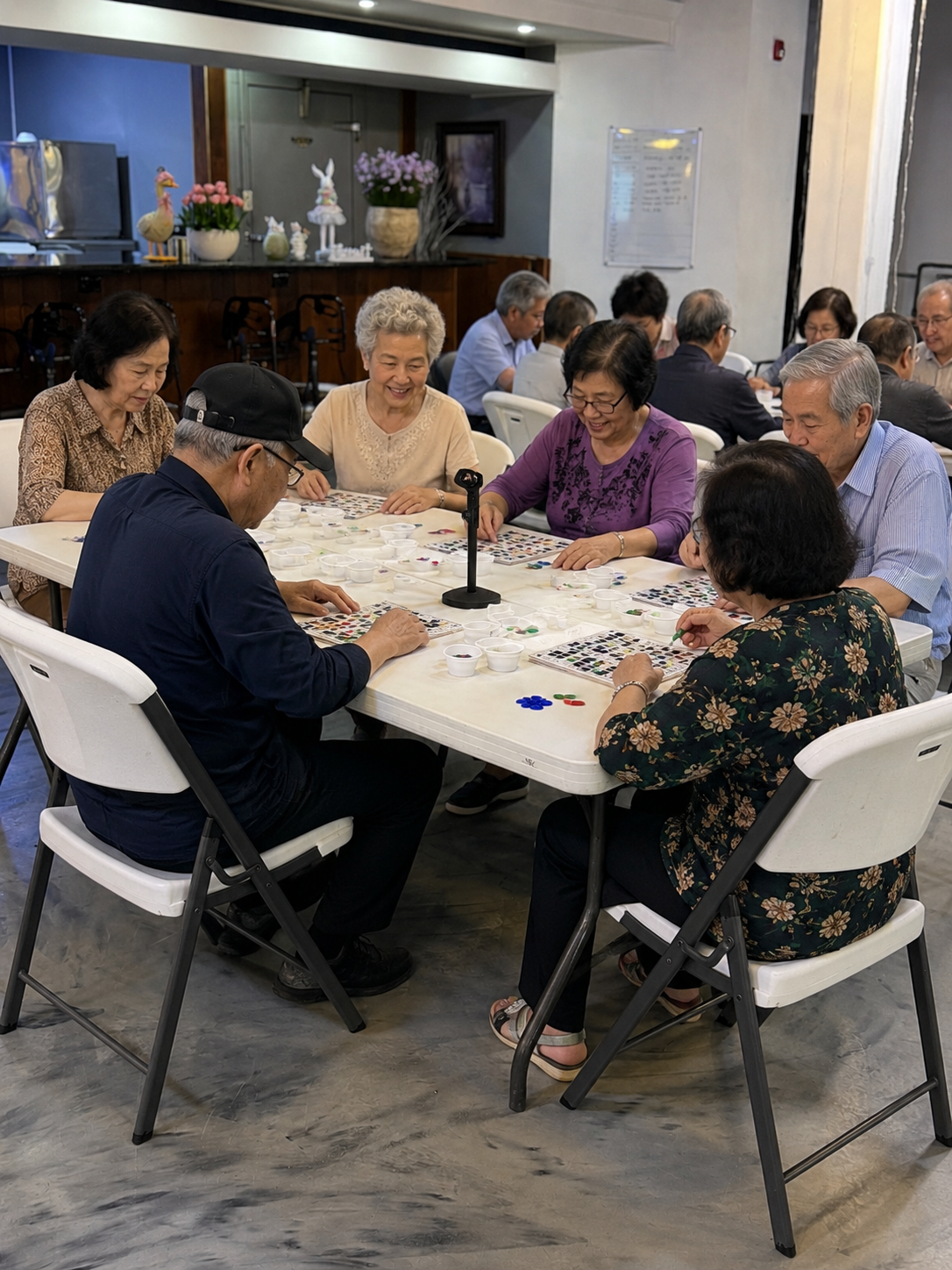Caring staff with Vietnamese seniors